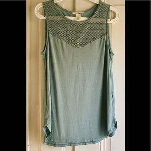 Lace teal tank top